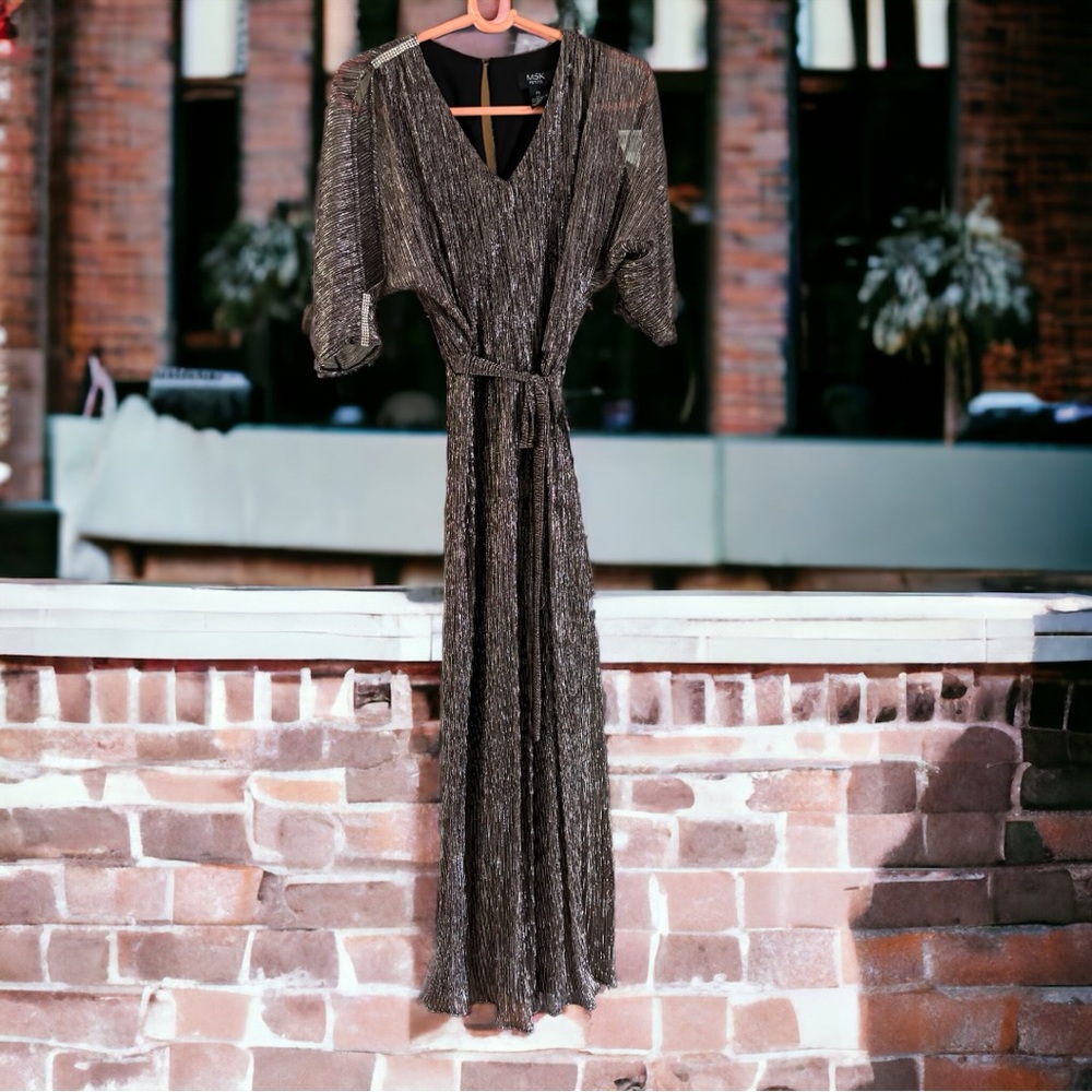 MSK Black/ Copper Petite Belted Jumpsuit- NWT Size PS